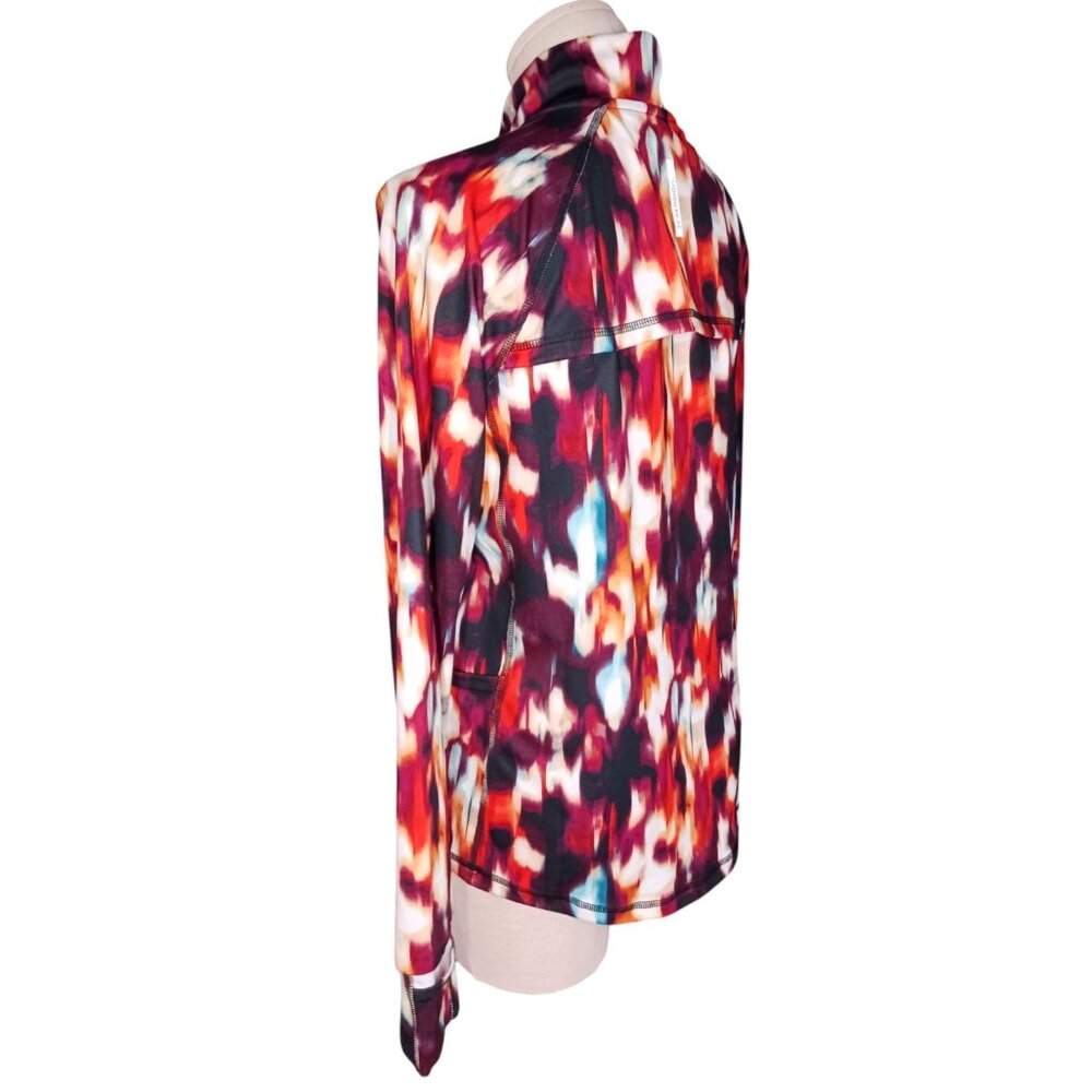 Xersion Womens Petite Medium PM Athletic Vented Running Top Abstract Thumb Holes - Picture 3 of 16